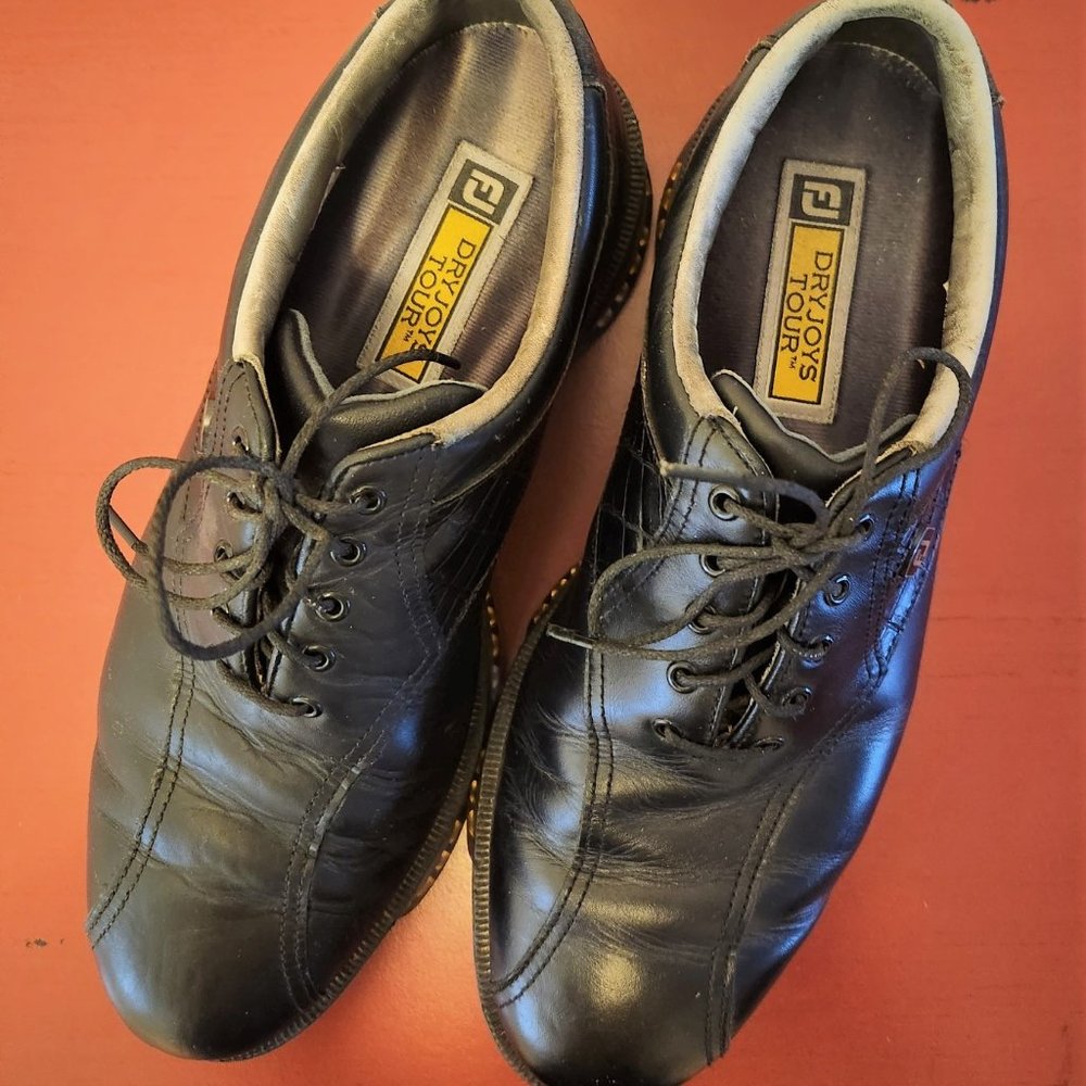 FootJoy Dry Joys Tour Golf Shoes 53678 Black Leather Men's US Size 11M.